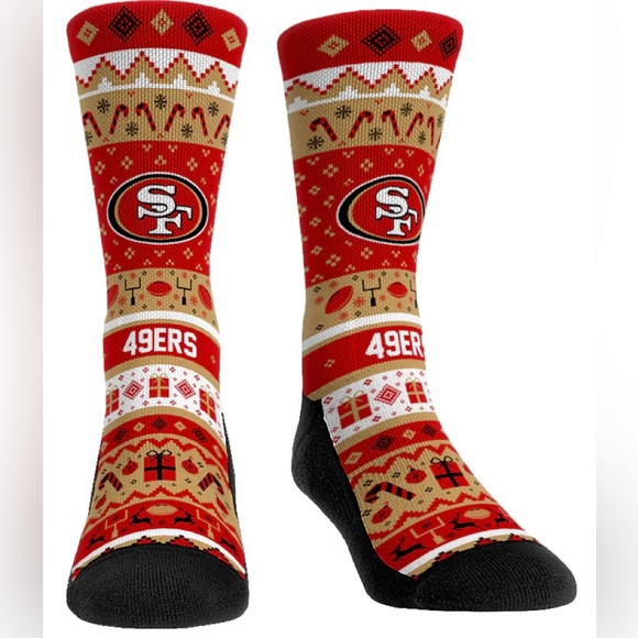 SAN FRANCISCO 49ers Tacky Ugly Sweater Socks Sz. Men’s L/XL 9-13 - Picture 1 of 1